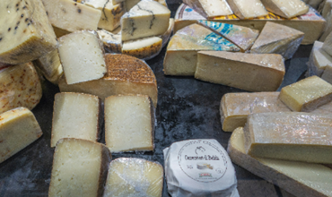 Etale grise sur laquelle figure différents fromages