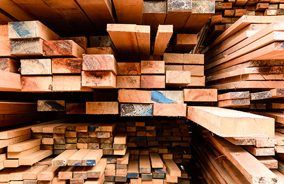 Stack of wooden planks