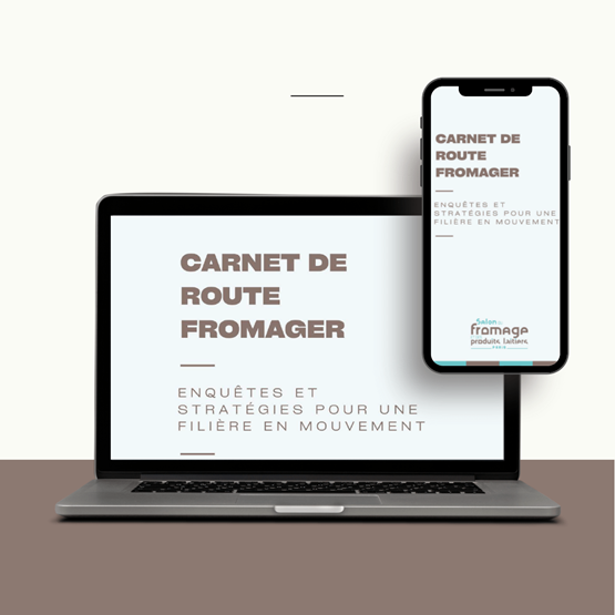 un ordinateur et un téléphone qui montre le Carnet de Route Fromager